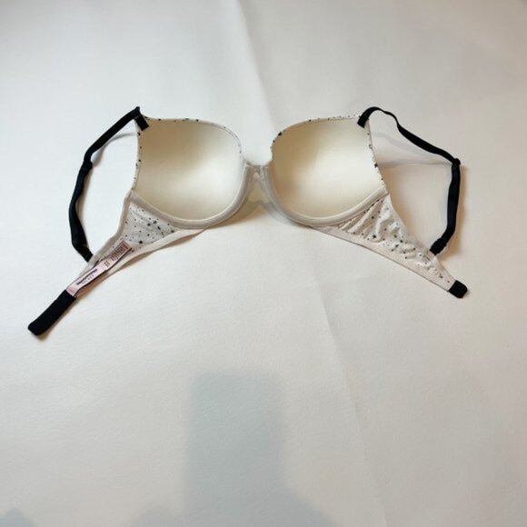 NWOT Victoria's Secret Bra 32D Push-Up White Black Stars B1457 - Picture 4 of 7